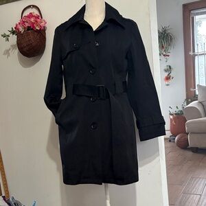 NWOT Michael Kors Black Belted Trench Coat, Water Resistant, Women Msz